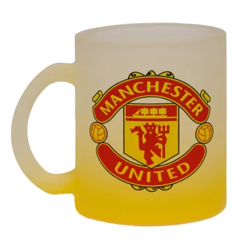 Manchester United F.C., Κούπα γυάλινη δίχρωμη με βάση το κίτρινο ματ, 330ml
