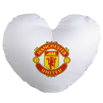 Manchester United F.C., Μαξιλάρι καναπέ καρδιά 40x40cm περιέχεται το  γέμισμα