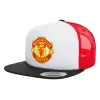 Adult Foam Flat Snapback with Mesh Black-White-Red (POLYESTER, ADULT, UNISEX, ONE SIZE)
