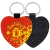 Μπρελόκ PU δερμάτινο glitter καρδιά ΜΑΥΡΟ