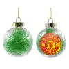 Transparent Christmas tree ball ornament with green filling 8cm