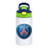 Paris Saint-Germain F.C., Παιδικό παγούρι θερμό, ανοξείδωτο, με καλαμάκι ασφαλείας, πράσινο/μπλε (350ml)