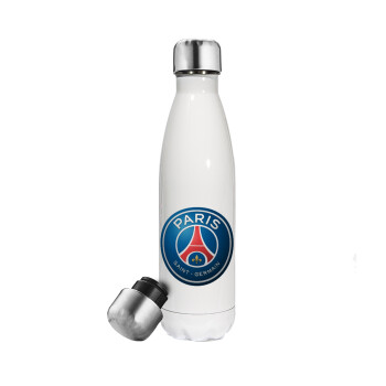 Paris Saint-Germain F.C., Μεταλλικό παγούρι θερμός Λευκό (Stainless steel), διπλού τοιχώματος, 500ml