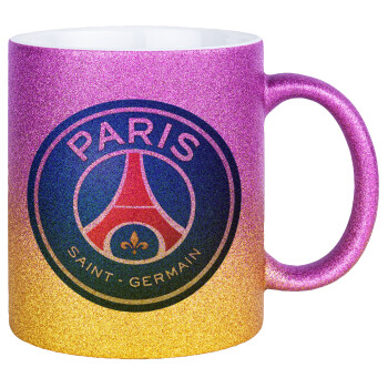 Paris Saint-Germain F.C., Κούπα Χρυσή/Ροζ Glitter, κεραμική, 330ml