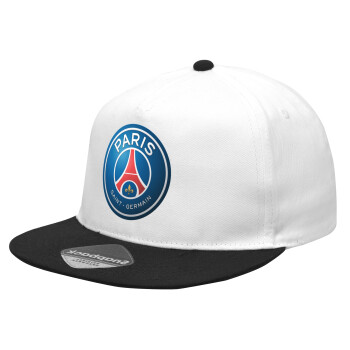 Paris Saint-Germain F.C., Καπέλο Ενηλίκων Flat Snapback Λευκό/Μαύρο, (POLYESTER, ΕΝΗΛΙΚΩΝ, UNISEX, ONE SIZE)