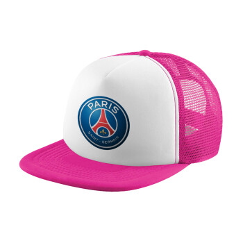 Paris Saint-Germain F.C., Καπέλο Ενηλίκων Soft Trucker με Δίχτυ Pink/White (POLYESTER, ΕΝΗΛΙΚΩΝ, UNISEX, ONE SIZE)