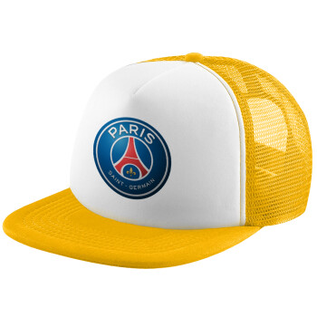 Paris Saint-Germain F.C., Καπέλο παιδικό Soft Trucker με Δίχτυ Κίτρινο/White 