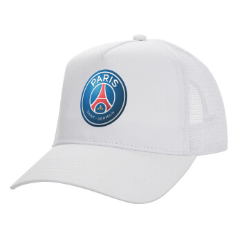 Paris Saint-Germain F.C., Καπέλο Ενηλίκων Structured Trucker, με Δίχτυ, ΛΕΥΚΟ (100% ΒΑΜΒΑΚΕΡΟ, ΕΝΗΛΙΚΩΝ, UNISEX, ONE SIZE)