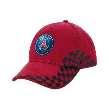 Paris Saint-Germain F.C., Adult Cap RACING Ultimate Red/Black, (100% COTTON DRILL, ADULT, UNISEX, ONE SIZE ADULT)