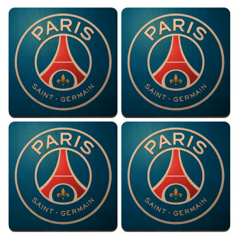 Paris Saint-Germain F.C., ΣΕΤ x4 Σουβέρ ξύλινα τετράγωνα plywood (9cm)
