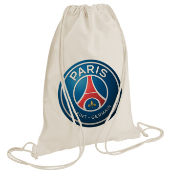 Paris Saint-Germain F.C., Τσάντα πλάτης πουγκί GYMBAG natural (28x40cm)
