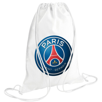 Paris Saint-Germain F.C., Τσάντα πλάτης πουγκί GYMBAG λευκή (28x40cm)