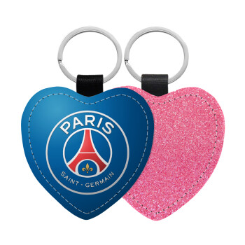 Paris Saint-Germain F.C., Μπρελόκ PU δερμάτινο glitter καρδιά ΡΟΖ