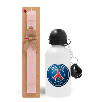 Paris Saint-Germain F.C., Πασχαλινό Σετ, παγούρι μεταλλικό αλουμινίου (500ml) & πασχαλινή λαμπάδα αρωματική πλακέ (30cm) (ΡΟΖ)