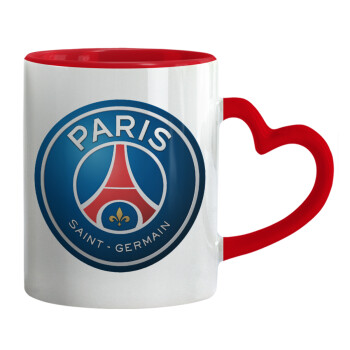 Paris Saint-Germain F.C., Κούπα καρδιά χερούλι κόκκινη, κεραμική, 330ml