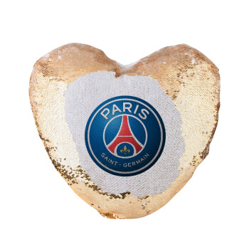 Paris Saint-Germain F.C., Μαξιλάρι καναπέ καρδιά Μαγικό Χρυσό με πούλιες 40x40cm περιέχεται το  γέμισμα