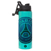 Metallic water bottle with safety lid, 850ml aluminum