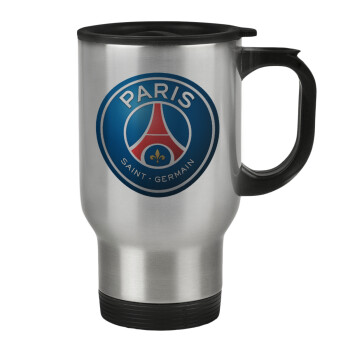 Paris Saint-Germain F.C., Κούπα ταξιδιού ανοξείδωτη με καπάκι, διπλού τοιχώματος (θερμό) 450ml