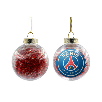 Paris Saint-Germain F.C., Χριστουγεννιάτικη μπάλα δένδρου διάφανη με κόκκινο γέμισμα 8cm