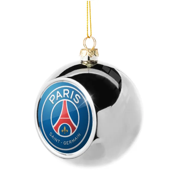 Paris Saint-Germain F.C. — Στολίδι Χριστουγεννιάτικη μπάλα δένδρου Ασημένια 8cm