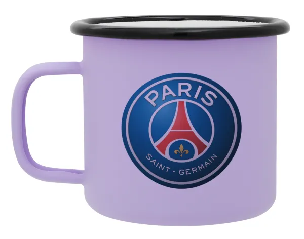 Paris Saint-Germain F.C. — Metal enamel mug, matte light pastel purple, 360ml