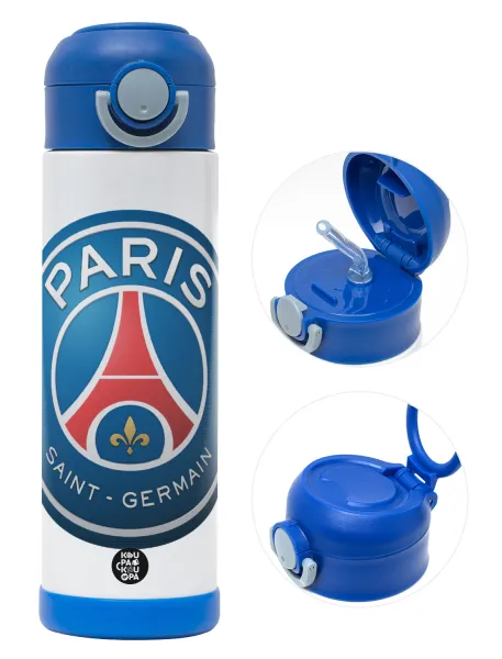 Paris Saint-Germain F.C. — Παιδικό παγούρι θερμό, ανοξείδωτο, με καλαμάκι ασφαλείας, ΜΠΛΕ (500ml)