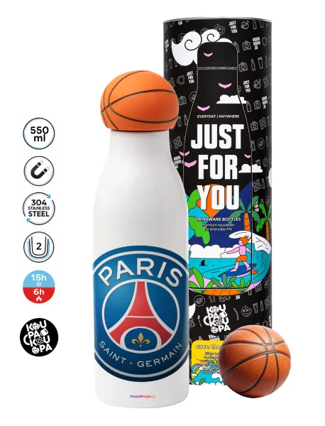 Paris Saint-Germain F.C. — Μπάλα μπάσκετ μεταλλικό παγούρι θερμός, διπλού τοιχώματος, 550ml