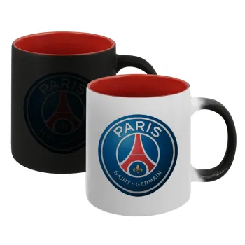 Paris Saint-Germain F.C., Κούπα Μαγική εσωτερικό κόκκινο, κεραμική, 330ml που αλλάζει χρώμα με το ζεστό ρόφημα