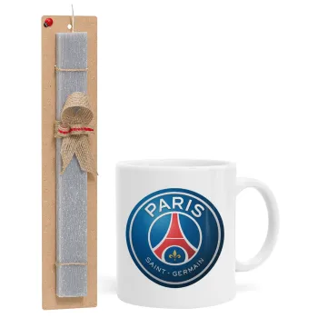 Paris Saint-Germain F.C., Easter Set, Ceramic Cup (330ml) & Easter aromatic flat candle (30cm) (GRAY)