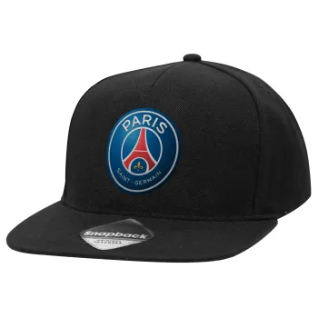 Paris Saint-Germain F.C., Καπέλο Ενηλίκων Flat Snapback Μαύρο, (100% ΒΑΜΒΑΚΕΡΟ TWILL, ΕΝΗΛΙΚΩΝ, UNISEX, ONE SIZE)