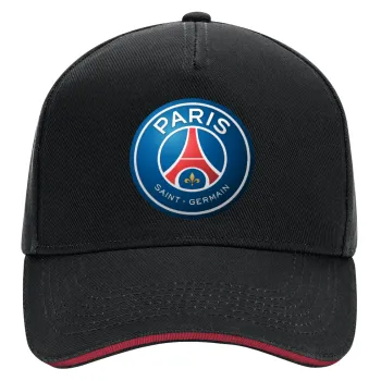 Paris Saint-Germain F.C., DRILL Adult Ultimate Hat BLACK/RED, (100% COTTON, ADULT, UNISEX, ONE SIZE)