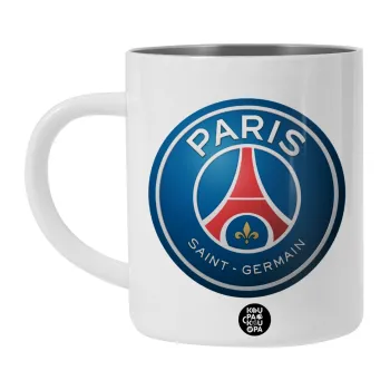Paris Saint-Germain F.C., BIG Mug Stainless steel double wall (450ml, White)