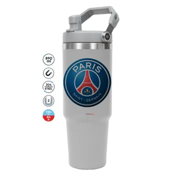 Paris Saint-Germain F.C., ΓΚΡΙ χρώματος Θερμός Ανοξείδωτο 890ml (30oz) με χερούλι