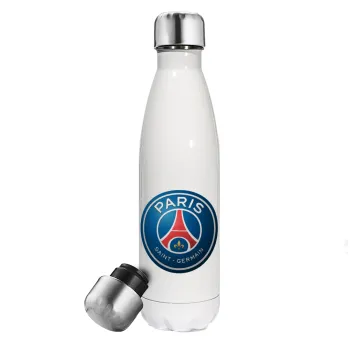 Paris Saint-Germain F.C., Μεταλλικό παγούρι θερμός Λευκό (Stainless steel), διπλού τοιχώματος, 500ml