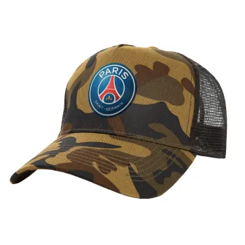 Paris Saint-Germain F.C., Adult Structured Trucker Hat, with Mesh, (Camouflage) Army (100% COTTON, ADULT, UNISEX, ONE SIZE)