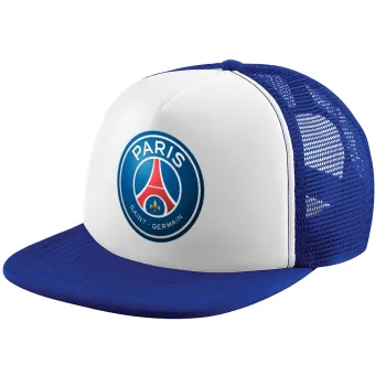 Paris Saint-Germain F.C., Adult Soft Trucker Hat with Blue/White Mesh (POLYESTER, ADULT, UNISEX, ONE SIZE)