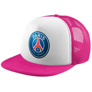 Paris Saint-Germain F.C., Καπέλο παιδικό Soft Trucker με Δίχτυ ΡΟΖ/ΛΕΥΚΟ (POLYESTER, ΠΑΙΔΙΚΟ, ONE SIZE)