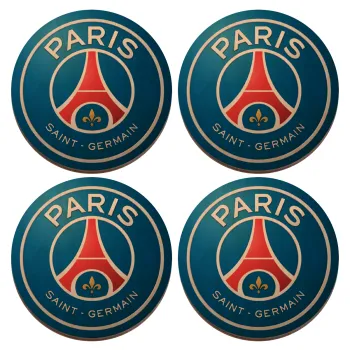 Paris Saint-Germain F.C., ΣΕΤ x4 Σουβέρ ξύλινα στρογγυλά plywood (9cm)