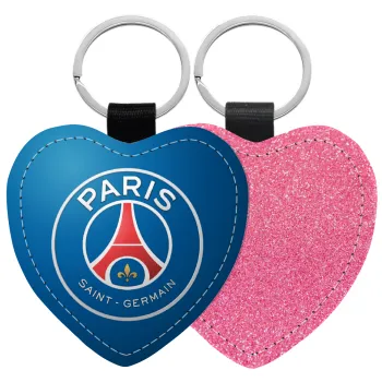 Paris Saint-Germain F.C., Μπρελόκ PU δερμάτινο glitter καρδιά ΡΟΖ