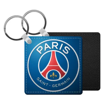 Paris Saint-Germain F.C., Μπρελόκ Δερματίνη, τετράγωνο ΜΑΥΡΟ (5x5cm)