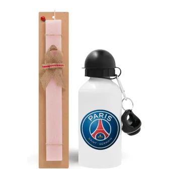 Paris Saint-Germain F.C., Πασχαλινή Λαμπάδα με παγούρι μεταλλικό αλουμινίου (500ml) & κερί αρωματικό πλακέ (30cm) (ΡΟΖ)