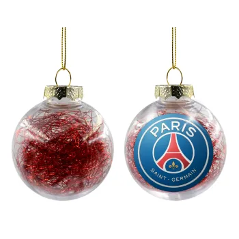 Paris Saint-Germain F.C., Στολίδι Χριστουγεννιάτικη μπάλα δένδρου διάφανη με κόκκινο γέμισμα 8cm