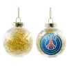 Transparent Christmas tree ball ornament with gold filling 8cm
