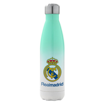 Real Madrid CF, Μεταλλικό παγούρι θερμός Πράσινο/Λευκό (Stainless steel), διπλού τοιχώματος, 500ml