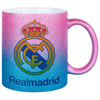 Real Madrid CF, Κούπα Χρυσή/Μπλε Glitter, κεραμική, 330ml