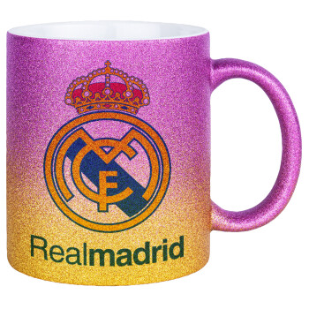 Real Madrid CF, Κούπα Χρυσή/Ροζ Glitter, κεραμική, 330ml