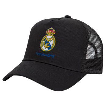 Real Madrid CF, Καπέλο Trucker με Δίχτυ, Μαύρο, (ΒΑΜΒΑΚΕΡΟ, ΠΑΙΔΙΚΟ, UNISEX, ONE SIZE)