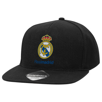 Real Madrid CF, Καπέλο Ενηλίκων Flat Snapback Μαύρο, (POLYESTER, ΕΝΗΛΙΚΩΝ, UNISEX, ONE SIZE)