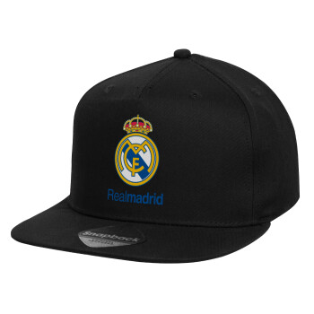 Real Madrid CF, Καπέλο παιδικό Flat Snapback, Μαύρο (100% ΒΑΜΒΑΚΕΡΟ, ΠΑΙΔΙΚΟ, UNISEX, ONE SIZE)