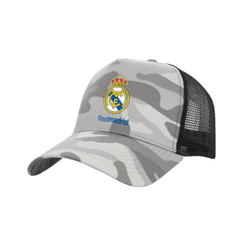 Real Madrid CF, Καπέλο Ενηλίκων Structured Trucker, με Δίχτυ, (παραλλαγή) Army Camo (100% ΒΑΜΒΑΚΕΡΟ, ΕΝΗΛΙΚΩΝ, UNISEX, ONE SIZE)